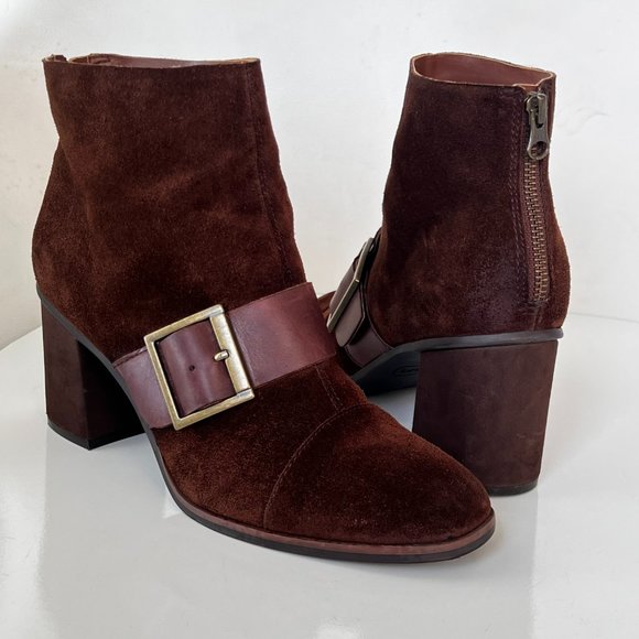 KorkEase Shoes Korks Denoon Burnished Cap Toe Brown Suede Strap